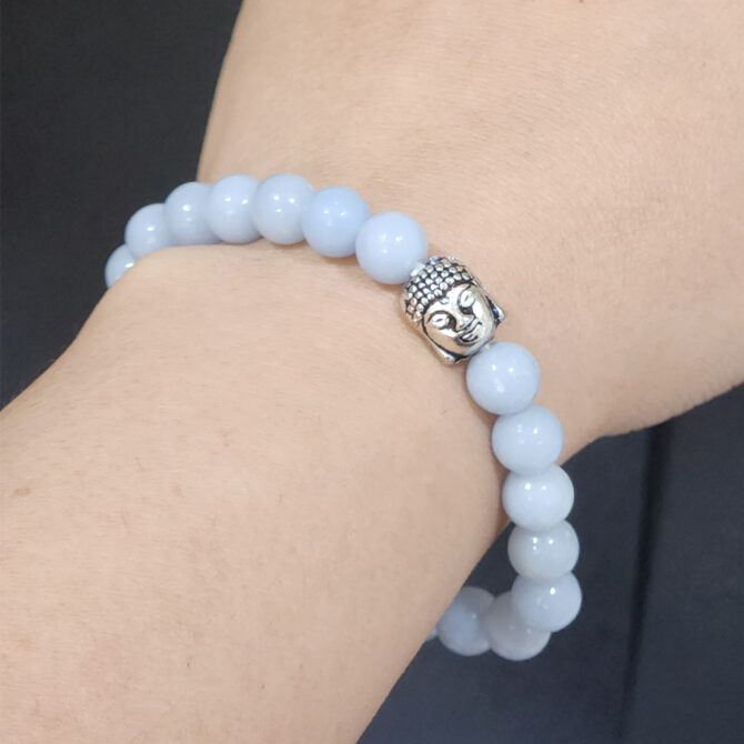 Angelite Round Bead Bracelets