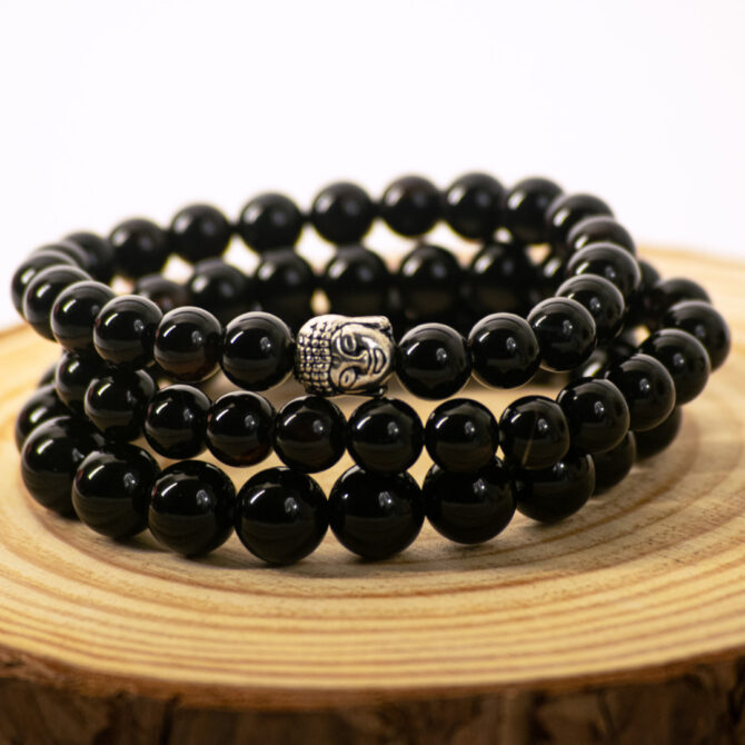 Black Tourmaline Round Bead Bracelets