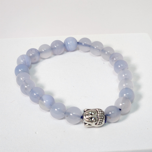 Blue Lace agate Round Bead Bracelets