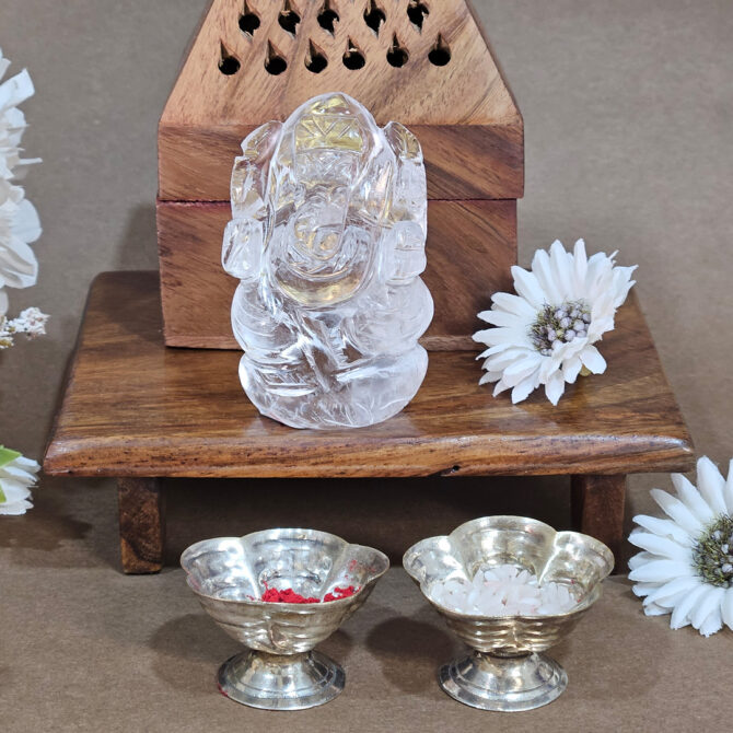Clear Quartz Ganesha Idol / Murti - Clarity & Focus