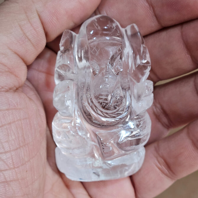 Clear Quartz Ganesha Idol / Murti - Clarity & Focus