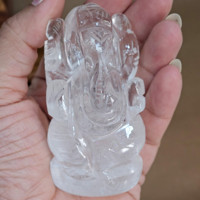 Clear Quartz Ganesha Idol / Murti - Clarity & Focus