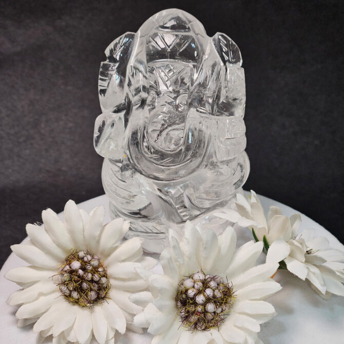 Clear Quartz Ganesha Idol / Murti - Clarity & Focus