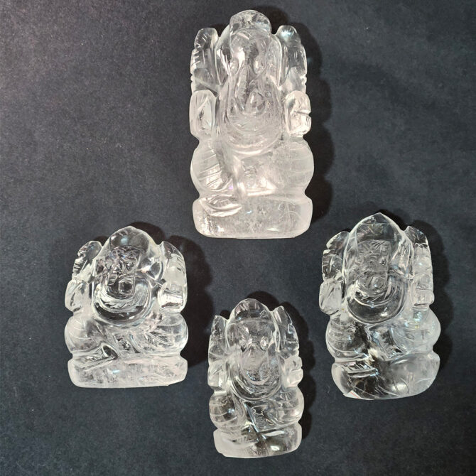 Clear Quartz Ganesha Idol / Murti - Clarity & Focus