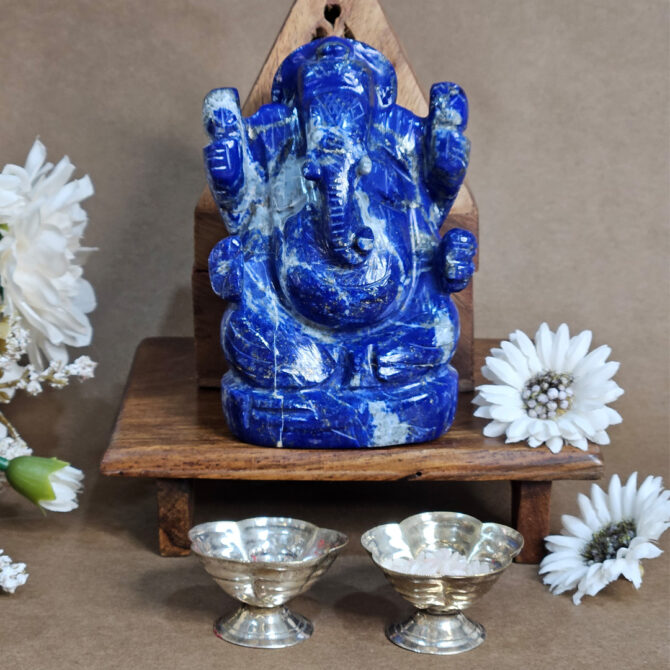 Lapis Lazuli Ganesha Idol / Murti - Wisdom & Communication