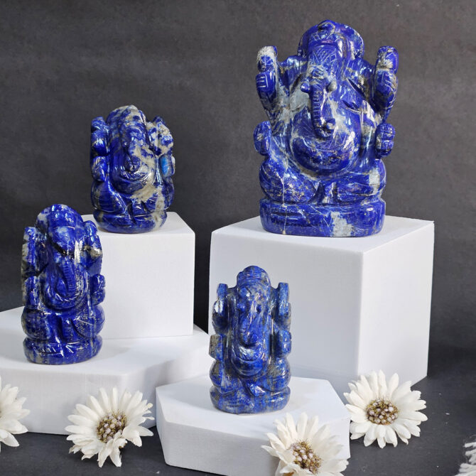 Lapis Lazuli Ganesha Idol / Murti - Wisdom & Communication