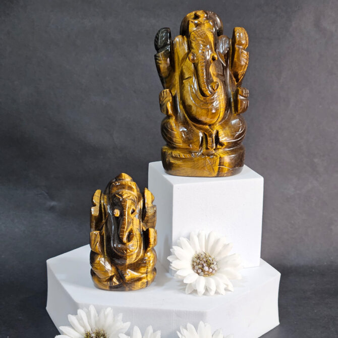 Tiger Eye Ganesha Idol / Murti - Courage & Power