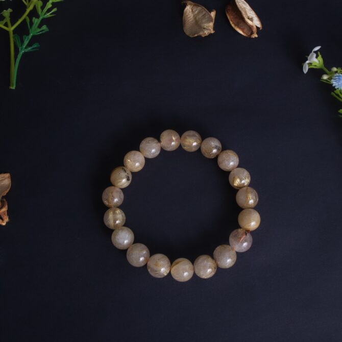 Golden Rutile Round Bead Bracelets