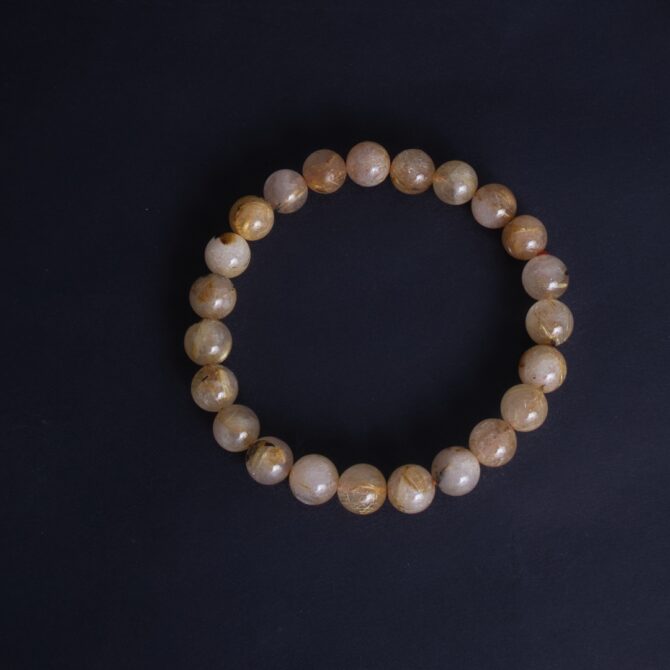 Golden Rutile Round Bead Bracelets