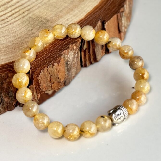 Golden Rutile Round Bead Bracelets