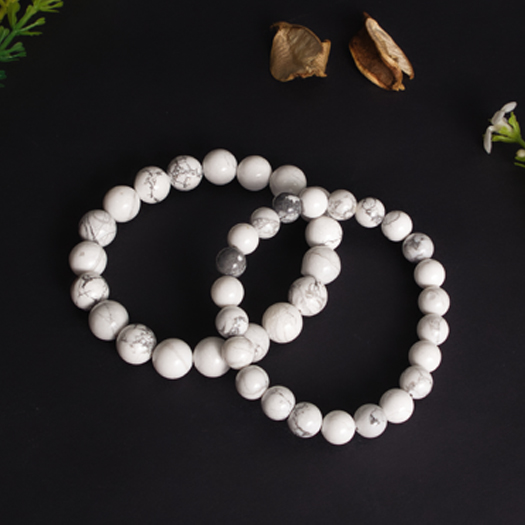 Howlite Round Bead Bracelets