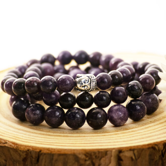 Lepidolite Round Bead Bracelets