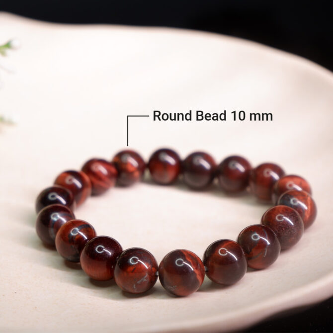 Red Tiger Eye Round Bead Bracelets