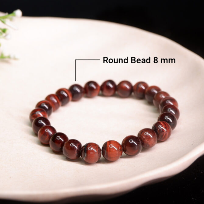 Red Tiger Eye Round Bead Bracelets
