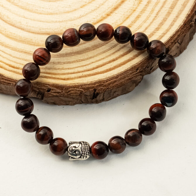 Red Tiger Eye Round Bead Bracelets