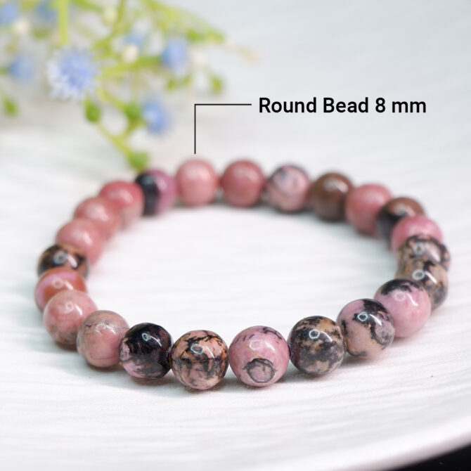 Rhodonite Round Bead Bracelets