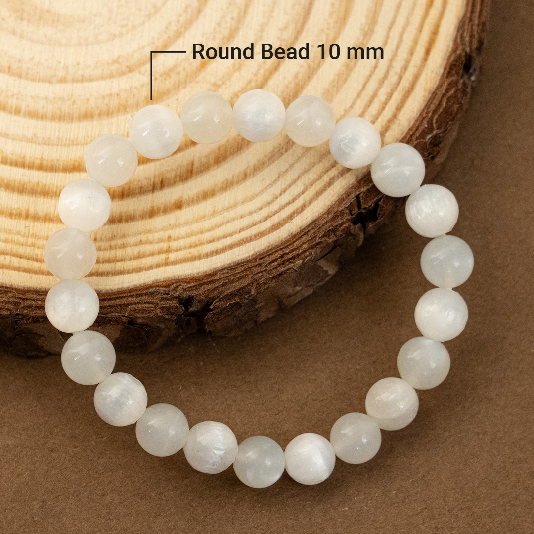 Selenite Round Bead Bracelets