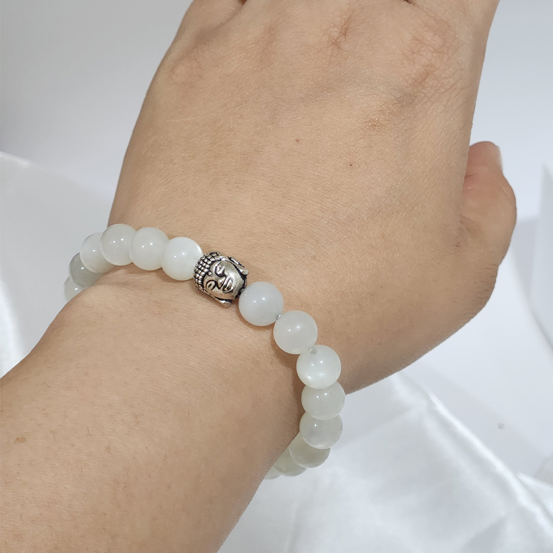 Selenite Round Bead Bracelets