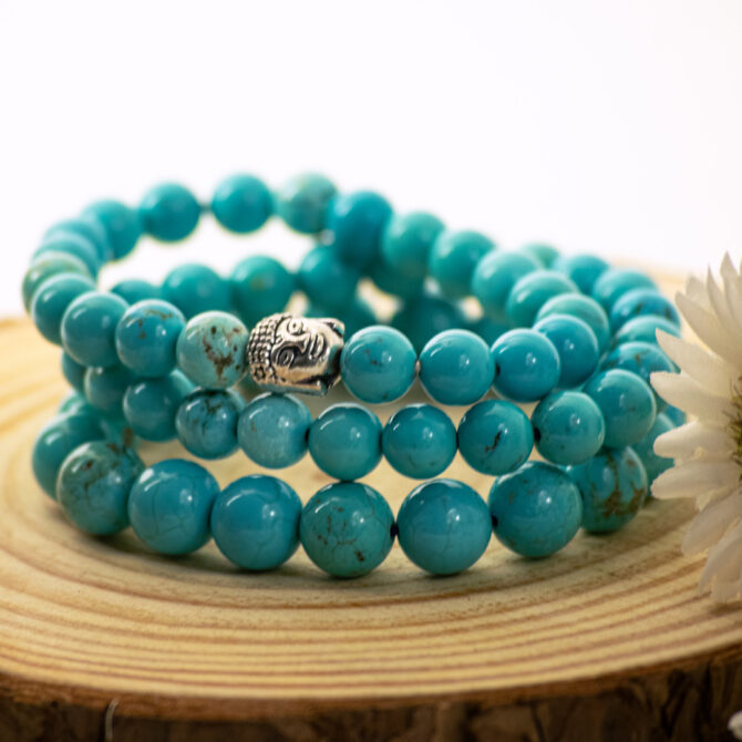 Magnesite Turquoise Round Bead Bracelet