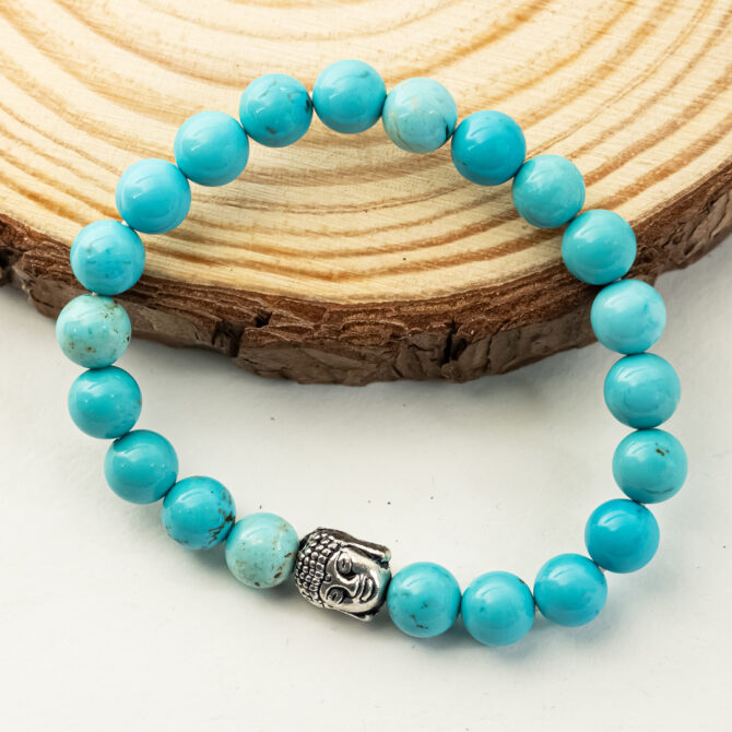 Magnesite Turquoise Round Bead Bracelet