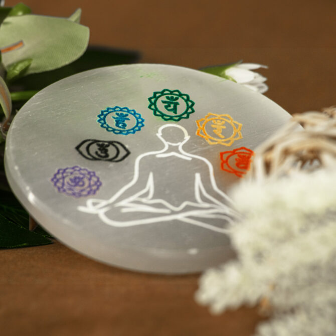 Selenite Round Charging plates-3 inch