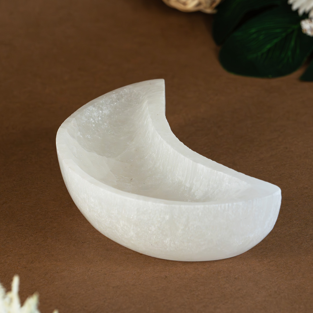Selenite Charging Bowl - Moon Crescent Shape