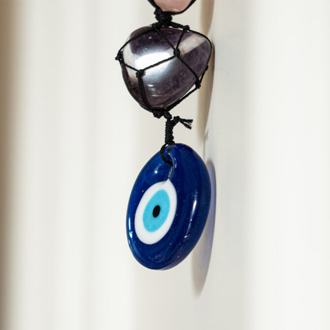 Evil Eye Hanger - Rose Quartz, Amethyst & Clear Quartz