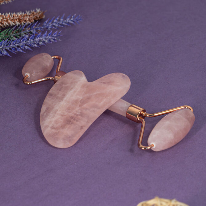Rose Quartz Face Roller and Gua-Sha Set / Combo
