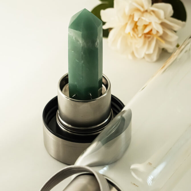 Green Aventurine Wand Infused Glass Bottle