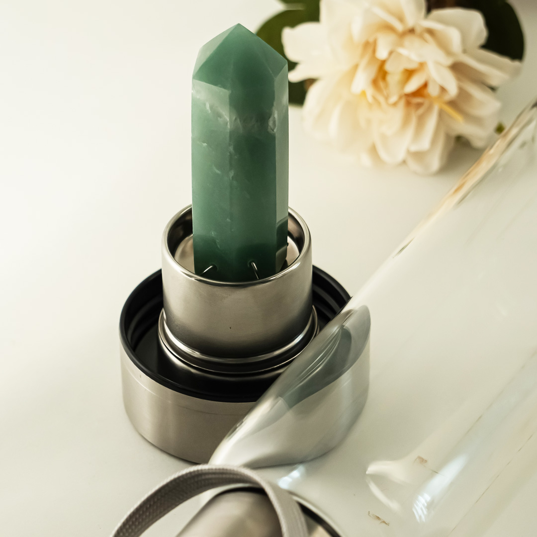 Green Aventurine Wand Infused Glass Bottle