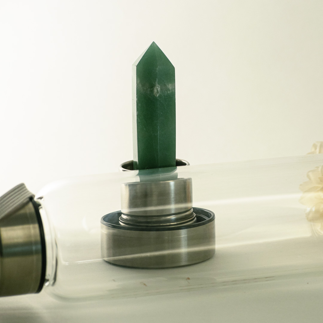 Green Aventurine Wand Infused Glass Bottle