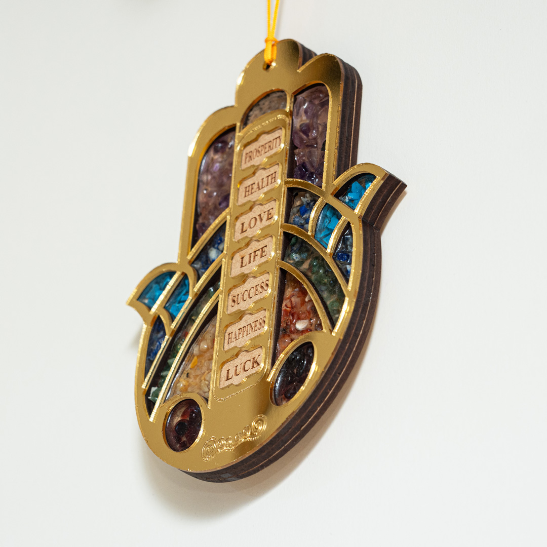 Hamsa Shape - Mix Crystal Chips Wall Decor