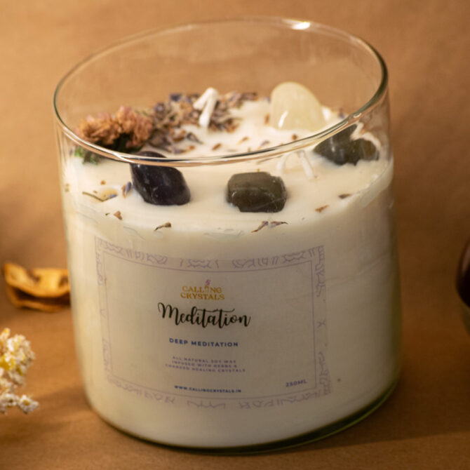 Meditation Candle - Herbs & Crystal Infused Candle