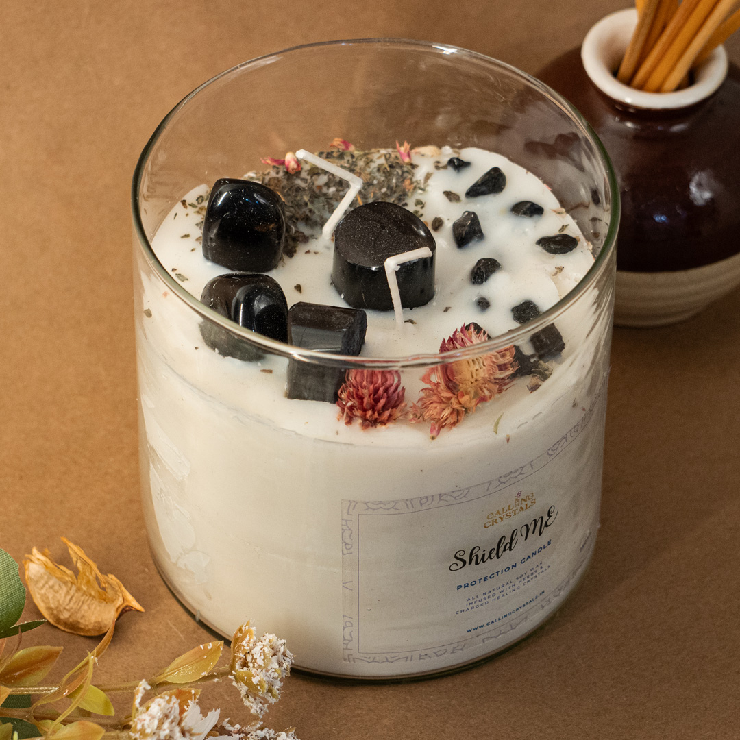 Shield ME - Herbs & Crystal Infused Protection Candle
