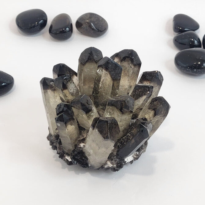 Smoky Quartz Family Cluster (347gms)