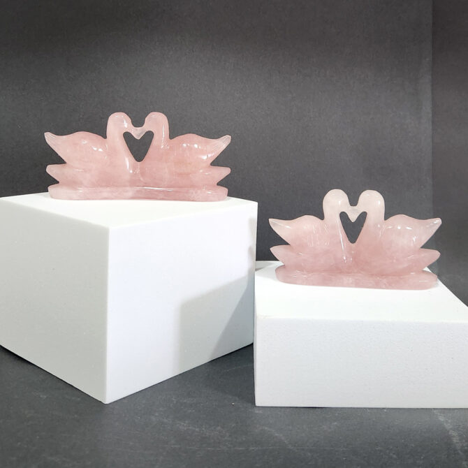 Rose Quartz Swan Duck Pair