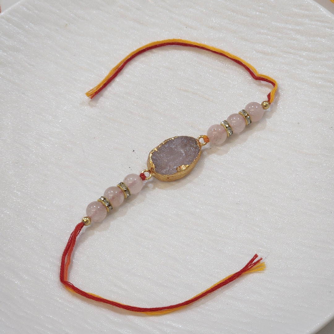 Rose Quartz Raw Crystal Rakhi