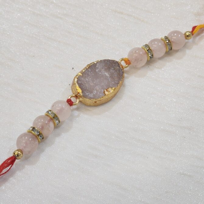 Rose Quartz Raw Crystal Rakhi