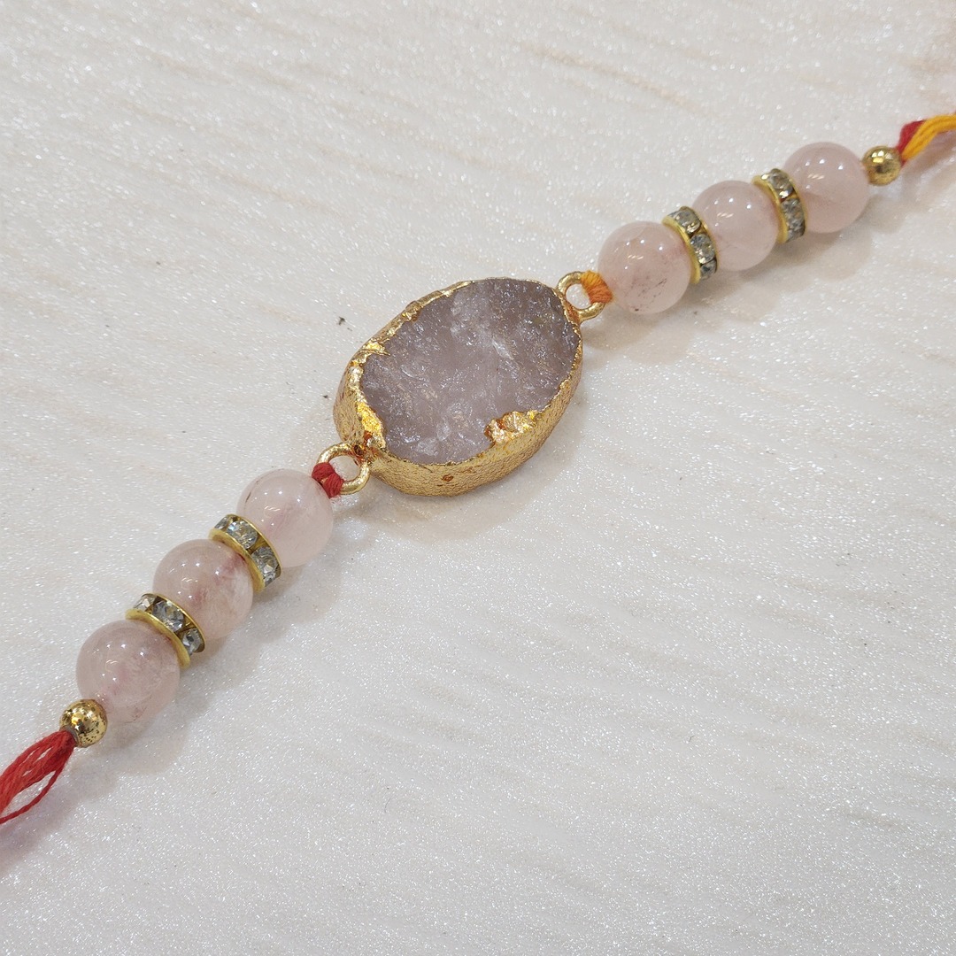 Rose Quartz Raw Crystal Rakhi