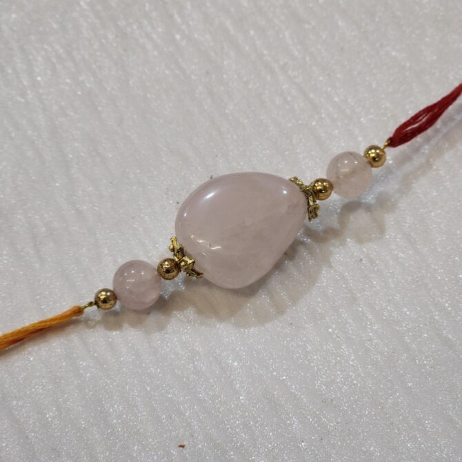 Rose Quartz Tumbled Rakhi
