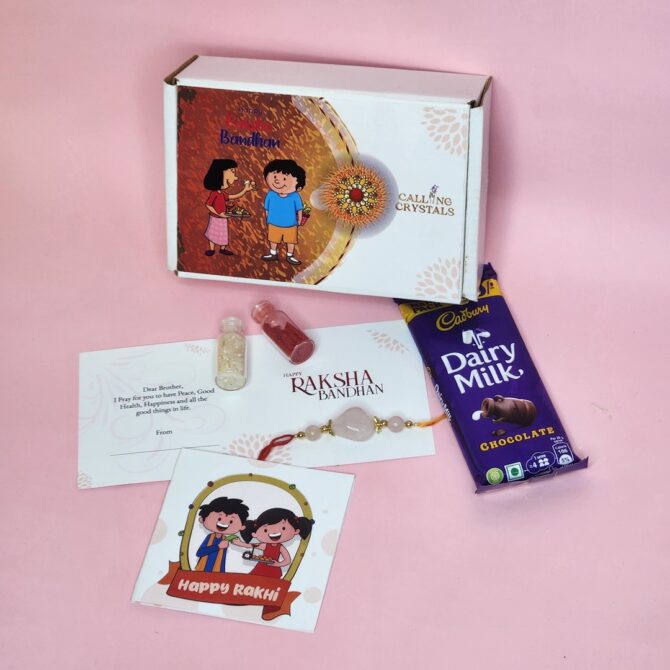 Rose Quartz Tumbled Rakhi