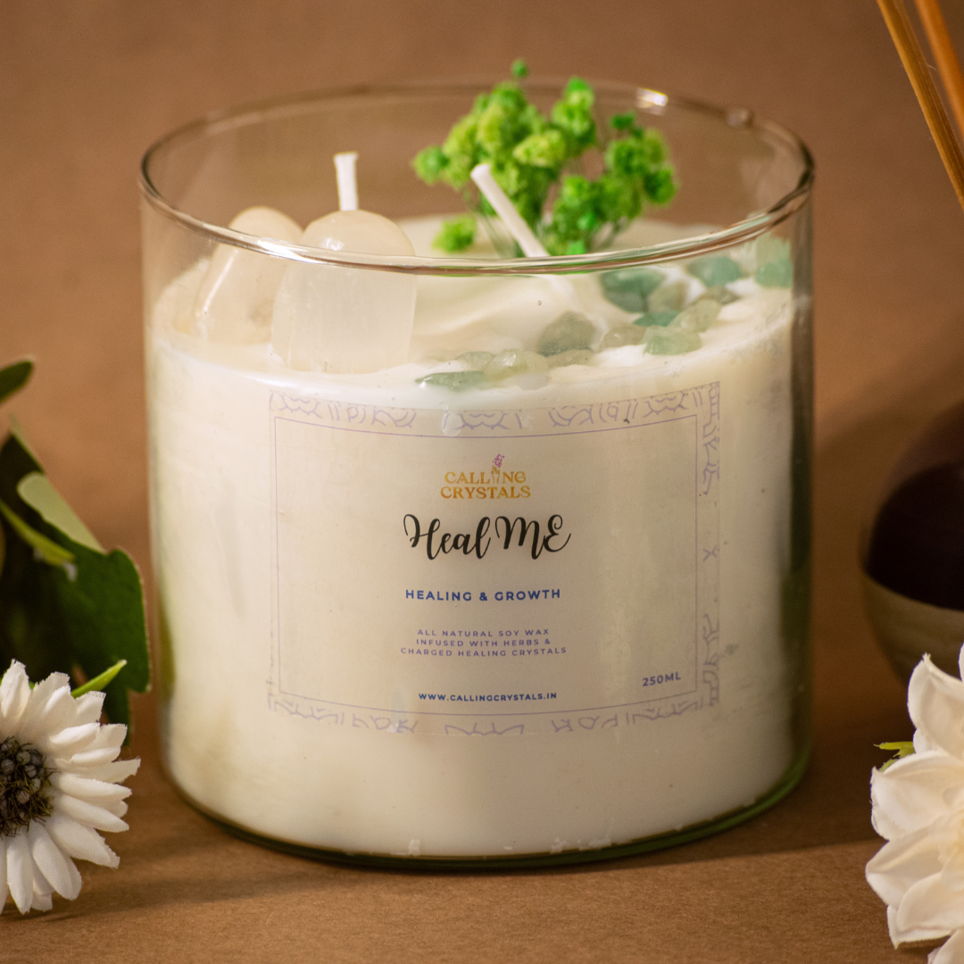 Heal Me - Herbs & Crystal Infused Candle