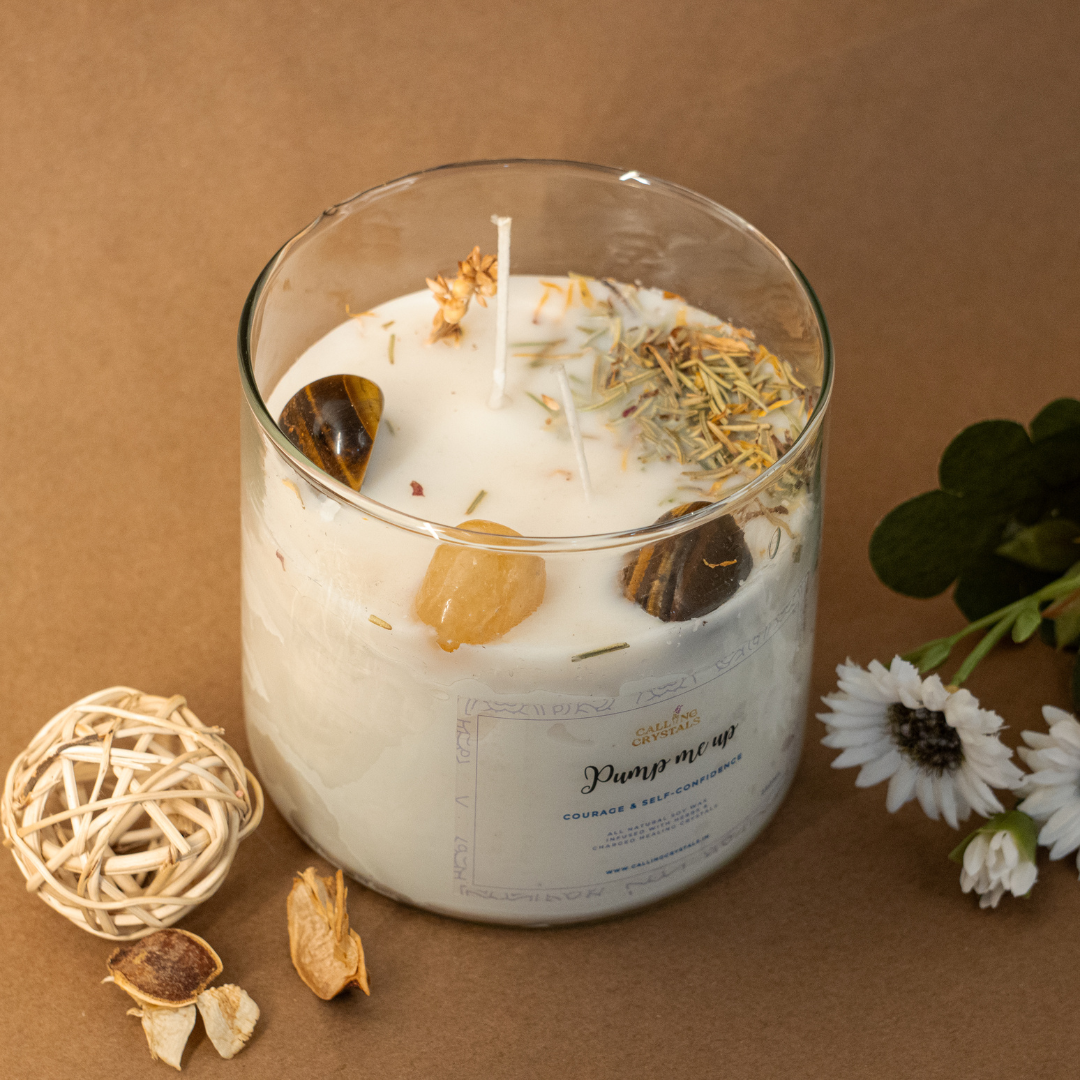 Pump me up - Herbs & Crystal Infused Candle