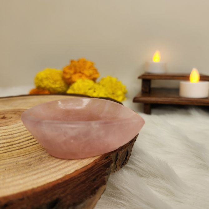 Rose Quartz Crystal Diya